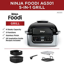 Load image into Gallery viewer, Ninja Foodi AG301 5-in-1 Indoor Electric Countertop Grill with 4-Quart Air Fryer, Roast, Bake, Dehydrate, and Cyclonic Grilling Technology
