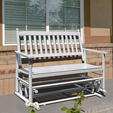 Load image into Gallery viewer, MUPATER Patio Glider Swing Bench Porch Loveseat Chair for Outdoor, 2-Person Wooden Garden Rocking Seating for Outside, White
