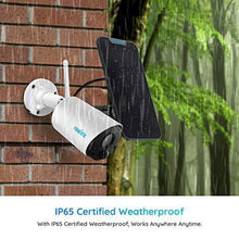 Load image into Gallery viewer, Outdoor Security Camera System Wireless, Solar Battery Powered, 1080p Wirefree Waterproof 2-Way Audio Night Vision w/ PIR Motion Sensor, Support Alexa/Google Assistant, REOLINK Argus Eco+Solar Panel
