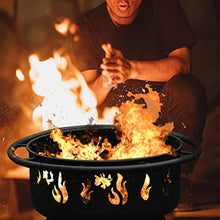 Load image into Gallery viewer, CGVOVOT Fire Pits for Outside - 30 Inch Outdoor Fire Pits with Flame and Snowflake Pattern,Spark Screen,and Fireplace Poker
