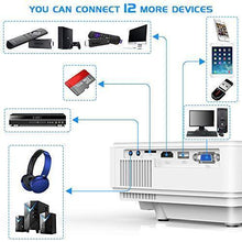 Load image into Gallery viewer, Jinhoo WiFi Projector, [100" Projector Screen Included] 6500L Outdoor Movie Projector, 1080P Supports Synchronize Smartphone Screen by WiFi/USB Cable for Home Entertainment
