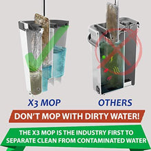 Load image into Gallery viewer, X3 Flat Floor Mop and Bucket Set, Separates Dirty and Clean Water, 3-Chamber Design, Hands Free Home Floor Cleaning, 3 Reusable Microfiber Mop Pads Included
