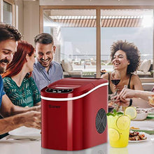 Load image into Gallery viewer, COSTWAY Ice Maker for Countertop, 26LBS/24H Portable and Compact Ice Maker Machine, Ice Cubes Ready in 6 Mins, Electric High Efficiency Express Clear Operation Control Panel with Ice Scoop (Red)
