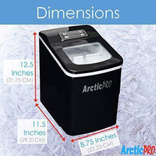 Load image into Gallery viewer, PORTABLE DIGITAL ICE MAKER MACHINE by Arctic-Pro with Ice Scoop, First Ice in 6-8 Minutes, 26 Pounds Daily, Great for Kitchens, Tailgating, Bars, Party, Small/Large Cubes, Black, 11.5x8.7x12.5 Inches
