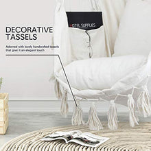 Load image into Gallery viewer, WBHome Hammock Chair Swing with Hanging Hardware Kit- Beige, Cotton Canvas, Include Carry Bag &amp; Two Seat Cushions, for Bedroom Indoor Outdoor, Max. Weight 330 Lbs
