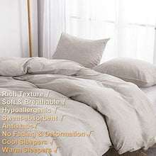 Load image into Gallery viewer, BFS HOME Stonewashed Cotton/Linen Duvet Cover Queen, 3-Piece Comforter Cover Set, Breathable and Skin-Friendly Bedding Set (Khaki, Queen)
