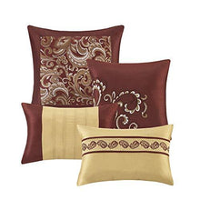 Load image into Gallery viewer, Madison Park Essentials Brystol 24 Piece Room in a Bag Faux Silk Comforter Jacquard Paisley Design Matching Curtains Down Alternative Hypoallergenic All Season Bedding-Set, King(104"x92"), Red
