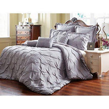Load image into Gallery viewer, Unique Home 8 Piece Maison Pinch Pleat Reversible Trellis Bed in a Bag Comforter Set (Grey, Queen)
