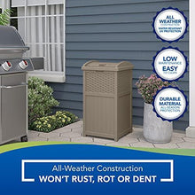 Load image into Gallery viewer, Suncast 33 Gallon Hideaway Trash Can for Patio - Resin Outdoor Trash with Lid - Use in Backyard, Deck, or Patio - Dark Taupe
