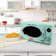 Load image into Gallery viewer, Nostalgia RMO4AQ Retro Large 0.9 Cu Ft, 800-Watt Countertop Microwave Oven 12 Pre-Programmed Cookin, Digital Clock, Easy Clean Interior, Aqua
