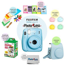 Load image into Gallery viewer, Fujifilm Instax Mini 11 Instant Camera + Instax Mini Twin Pack Film + Hanging Frames + Plastic Frames + Case + Close Up Filters - All Inclusive Bundle! (Sky Blue)
