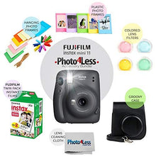 Load image into Gallery viewer, Fujifilm Instax Mini 11 Instant Camera + Instax Mini Twin Pack Film + Hanging Frames + Plastic Frames + Case + Close Up Filters - All Inclusive Bundle! (Charcoal Grey)
