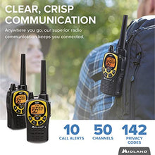 Load image into Gallery viewer, Midland 50 Channel Waterproof GMRS Two-Way Radio - Long Range Walkie Talkie with 142 Privacy Codes, SOS Siren, and NOAA Weather Alerts and Weather Scan (Black/Yellow, Pair Pack)
