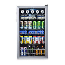 Load image into Gallery viewer, NewAir Beverage Refrigerator Cooler with 126 Can Capacity - Mini Bar Beer Fridge with Right Hinge Glass Door - Cools to 34F - AB-1200 - Stainless Steel
