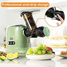 Load image into Gallery viewer, Juicer Machines, ORFELD Cold Press Juicer with 90% Juice Yield &amp; Purest Juice, Easy Cleaning &amp; Quiet Motor Masticating Juicer Machines for Vegetables and Fruits (Green)
