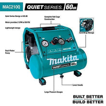 Load image into Gallery viewer, Makita MAC210Q Quiet Series, 1 HP, 2 Gallon, Oil-Free, Electric Air Compressor
