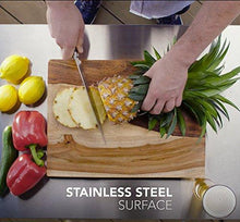 Load image into Gallery viewer, Keter Unity Portable Outdoor Table and Storage Cabinet with Hooks for Grill Accessories-Stainless Steel Top for Patio Kitchen Island or Bar Cart, Dark Grey

