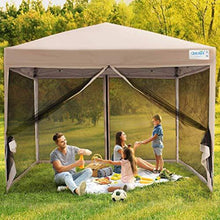 Load image into Gallery viewer, Quictent 10x10 Easy Pop up Canopy Tent Screened with Mosquito Netting Instant Gazebo Screen House Room Tent Waterproof, Roller Bag &amp; 4 Sand Bags Included(Tan)
