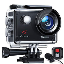 Load image into Gallery viewer, Victure 4K 60FPS Touch Screen Action Camera with 8X Zoom, Dual Microphone, Remote Control, Upgraded EIS, 40M Underwater Camera, PC Webcam with 2x1350mAh Batteries and Accessories Kit Included
