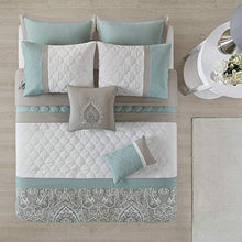Load image into Gallery viewer, 510 Design Cozy Comforter Set-Transitional Damask Design All Season Down Alternative Bedding With Matching Shams, Decorative Pillow, Queen(90"x90"), Seafoam
