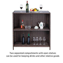 Load image into Gallery viewer, YAHEETECH 3pcs Patio Bar Set with Rattan Wicker, Outdoor Conversation Set Patio Furniture with 2 Cushions Stools &amp; Glass Top Table
