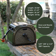 Load image into Gallery viewer, Giraffe Metal Hose Reel Box, Heavy Duty Retractable Garden Hose Reel Hideaway with Crank Handle, 130ft Hose Capacity
