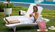Load image into Gallery viewer, Keter Set of 2 Pacific Sun Lounge Outdoor Chaise Pool Chairs with Resin Rattan Look and Adjustable Back, Oasis White
