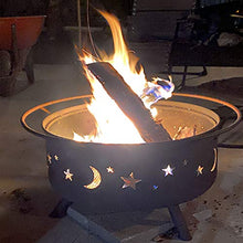 Load image into Gallery viewer, Sunnydaze Cosmic Outdoor Fire Pit - 30 Inch Round Bonfire Wood Burning Patio &amp; Backyard Firepit for Outside with Cooking BBQ Grill Grate, Spark Screen, and Fireplace Poker, Celestial Design
