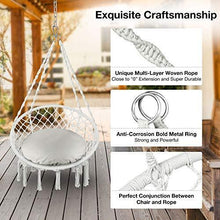 Load image into Gallery viewer, Greenstell Hammock Chair Macrame Swing with Cushion and Hanging Hardware Kits, Max 290 Lbs Hanging Cotton Rope Swing Chair, Comfortable Hanging Chairs for Indoor, Outdoor, Home, Patio, Yard (Beige)
