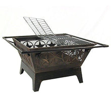 Load image into Gallery viewer, Sunnydaze Northern Galaxy Outdoor Fire Pit - 32 Inch Large Square Wood Burning Patio &amp; Backyard Firepit for Outside with Cooking BBQ Grill Grate, Spark Screen, and Fireplace Poker
