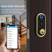 Load image into Gallery viewer, hornbill Smart Lock Deadbolt, Fingerprint Door Lock with Touchscreen Keypad, Bluetooth Electronic Keyless Entry Door Lock, Featuring Auto Lock, APP Control, Works with Alexa, Google Assistant
