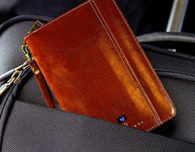 Load image into Gallery viewer, Skyborne iTravel Wallet 2.0 | Leather Passport Travel Folio | Qi Cell Phone Power Bank Travel Wallet for Men | RFID Protected, Built-In Wireless Charging, Organizes Credit Cards, Boarding Passes
