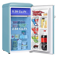 Load image into Gallery viewer, Galanz GLR33MBER10 Retro Compact Refrigerator, Single Door Fridge, Adjustable Mechanical Thermostat with Chiller, Blue, 3.3 Cu Ft

