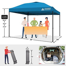 Load image into Gallery viewer, Leader Accessories Pop Up Canopy Tent 10'x10' Canopy Instant Canopy Shelter Straight Leg Including Wheeled Carry Bag, Blue
