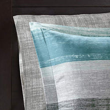 Load image into Gallery viewer, Madison Park Essentials Cozy Bed in a Bag Comforter, Vibrant Color Design All Season Down Alternative Cover with Complete Sheet Set, Queen(90"x90"), Stripe Aqua
