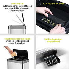 Load image into Gallery viewer, EKO Mirage-X 47 Liter / 12.4 Gallon Touchless Rectangular Motion Sensor Trash Can with Removable Liner, Brushed Stainless Steel Finish
