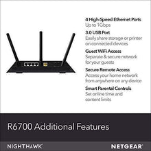 Load image into Gallery viewer, NETGEAR Nighthawk Smart Wi-Fi Router, R6700 - AC1750 Wireless Speed Up to 1750 Mbps | Up to 1500 Sq Ft Coverage &amp; 25 Devices | 4 x 1G Ethernet and 1 x 3.0 USB Ports | Armor Security
