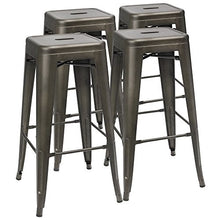 Load image into Gallery viewer, Furmax 30 Inches Metal Bar Stools High Backless Stools Indoor-Outdoor Stackable Kitchen Stools Set of 4 (Gun)
