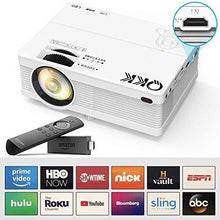 Load image into Gallery viewer, QKK Mini Projector 6500Lumens Portable LCD Projector [100" Projector Screen Included] Full HD 1080P Supported, Compatible with Smartphone, TV Stick, Games, HDMI, AV, Projector for Outdoor Movies
