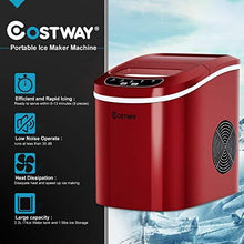 Load image into Gallery viewer, COSTWAY Ice Maker for Countertop, 26LBS/24H Portable and Compact Ice Maker Machine, Ice Cubes Ready in 6 Mins, Electric High Efficiency Express Clear Operation Control Panel with Ice Scoop (Red)
