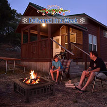 Load image into Gallery viewer, Fire Pit 32'' Wood Burning Firepit Metal Square Outdoor Fire Tables Steel BBQ Grill Fire Pit Bowl with Spark Screen Cover, Poker Log Grate for Patio Bonfire Camping Backyard Garden Picnic
