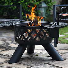 Load image into Gallery viewer, BALI OUTDOORS Fire Pits Outdoor Wood Burning, Practical Fire Pit with Cooking Grate Outdoor Fireplace with Cooking Grill Firepit Grill, Black
