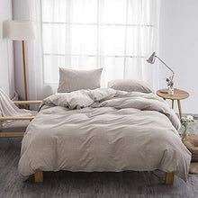 Load image into Gallery viewer, BFS HOME Stonewashed Cotton/Linen Duvet Cover Queen, 3-Piece Comforter Cover Set, Breathable and Skin-Friendly Bedding Set (Khaki, Queen)
