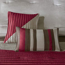 Load image into Gallery viewer, Madison Park Amherst Faux Silk Comforter Set-Casual Contemporary Design All Season Down Alternative Bedding, Matching Shams, Bedskirt, Decorative Pillows, King(104"x92"), Red, 7 Piece
