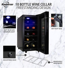Load image into Gallery viewer, Koolatron Urban Series 10 Bottle Wine Cooler, Thermoelectric Wine Fridge, 1 cu. ft. Freestanding Wine Cellar for Small Kitchen, Apartment, Condo, Cottage, RV
