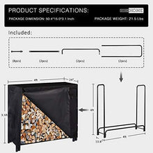 Load image into Gallery viewer, VIVOHOME 4ft Heavy Duty Indoor Outdoor Firewood Storage Log Rack with Cover Combo Set Black
