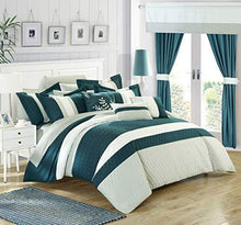 Load image into Gallery viewer, Chic Home CS3027-AN Covington 24 Piece Comforter Set Embroidered Bed in a Bag with Sheets Curtains, Queen, Teal
