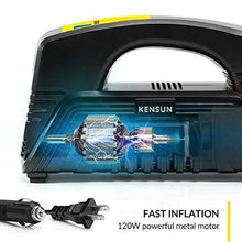 Load image into Gallery viewer, Kensun AC/DC Digital Tire Inflator for Car 12V DC and Home 110V AC Rapid Performance Portable Air Compressor Pump for Car, Bicycle, Motorcycle, Basketball and Others

