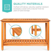 Load image into Gallery viewer, Best Choice Products 48in 2-Shelf Eucalyptus Wood Console Table Indoor Outdoor Multifunctional Buffet Bar Storage Organizer w/Natural Finish, Sliders
