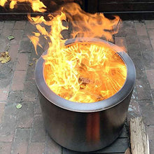 Load image into Gallery viewer, Hi-Flame Bonfire Stove Fire Pit 20.5 Inches All Stainless Steel Heavy Duty Outdoor Smokeless Firepit with Lid Portable Backyard Natural Wood Burning Firebowl, Silver Color
